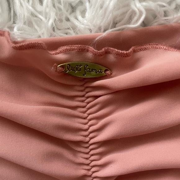 Luli fama DD top.  Rose color. Wavey ruched tie side bottoms size small - Picture 5 of 10
